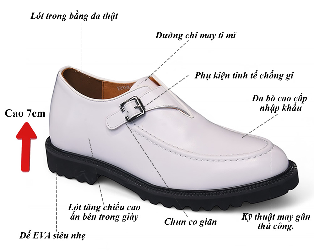 giày cao 7cm cho nam đế eva siêu nhẹ 7